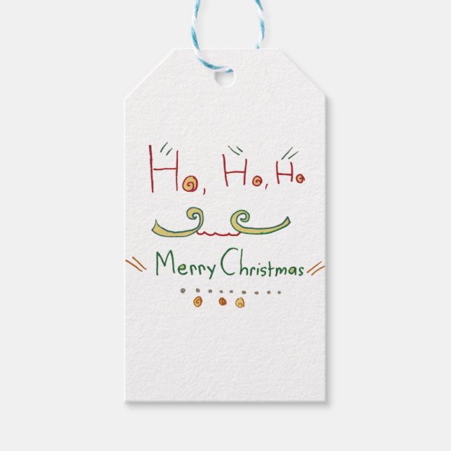 Étiquettes-cadeau Balise cadeau de Noël HO Joyeux (Devant)