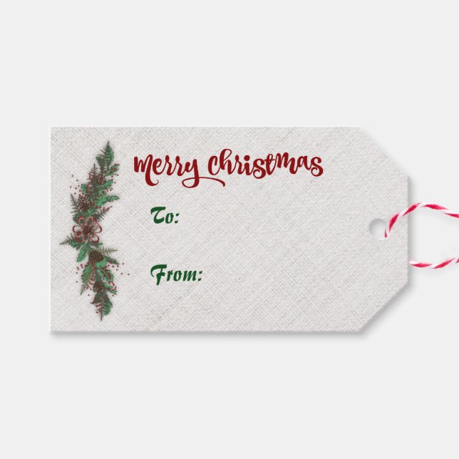 Étiquettes-cadeau Balise cadeau de Noël Joyeux (Devant (Horizontal))