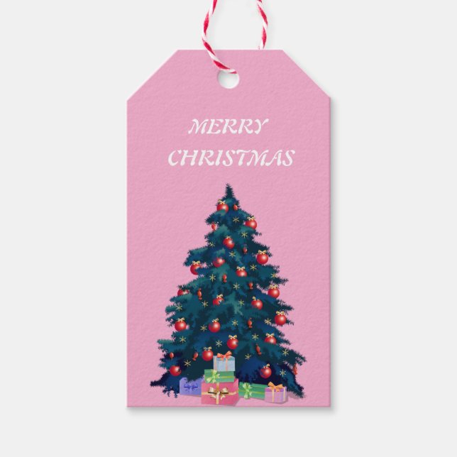 Étiquettes-cadeau Balise cadeau de Noël Joyeux (Devant)