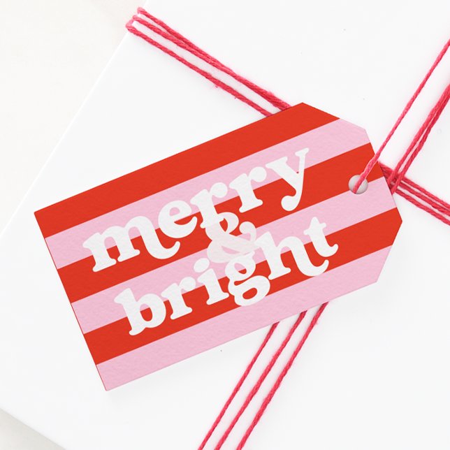 Étiquettes-cadeau Balise cadeau de Noël Joyeux et brillant rétro (Créateur téléchargé)
