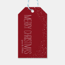 Balise cadeau de Noël Joyeux, personnalisée, rouge