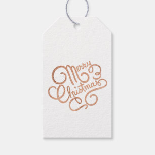 Étiquettes-cadeau Balise cadeau de Noël Joyeux rose Gold