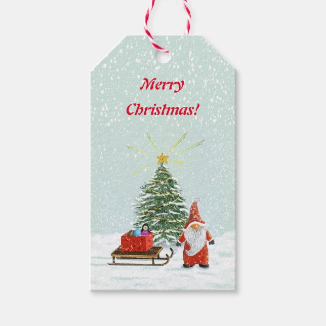 Étiquettes-cadeau Balise cadeau de Noël magique (Devant)