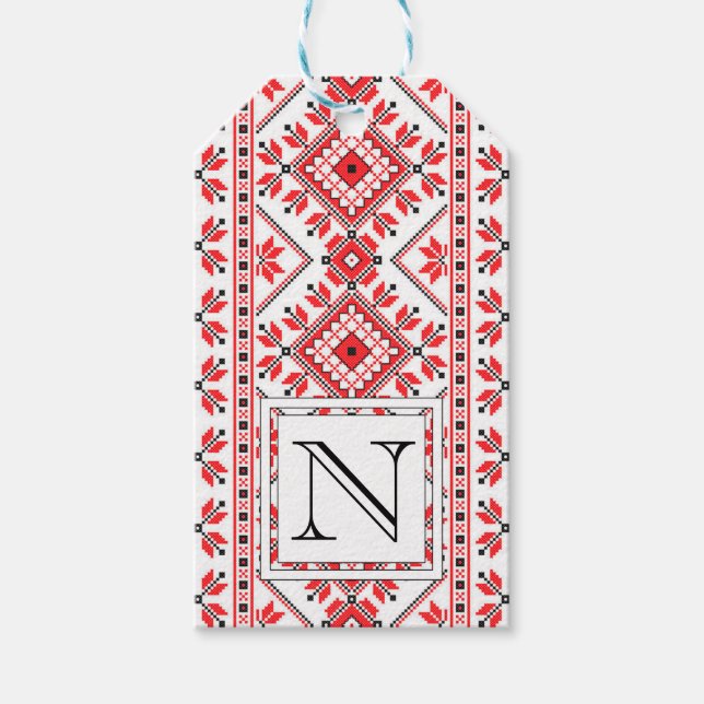 Étiquettes-cadeau Balise cadeau de Noël Monogramme personnalisé (Devant)