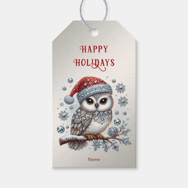 Étiquettes-cadeau Balise cadeau de Noël Owl (Devant)
