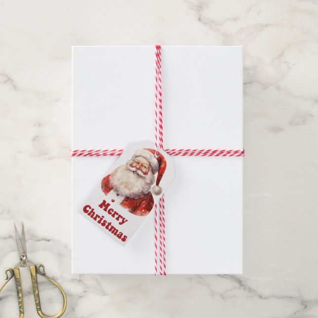 Étiquettes-cadeau Balise cadeau de Noël Père Noël (Avec de la ficelle)