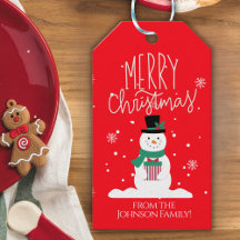Balise cadeau de Noël personnalisé Snowman