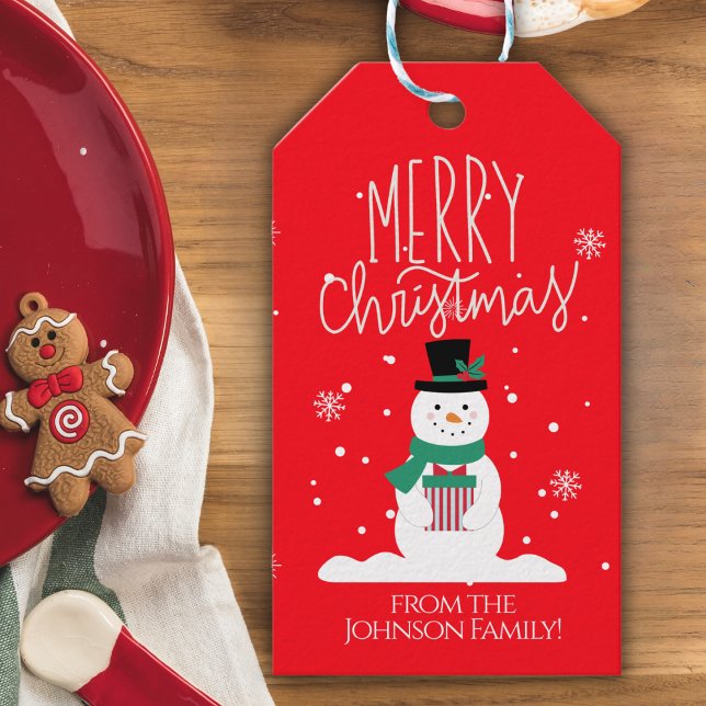 Étiquettes-cadeau Balise cadeau de Noël personnalisé Snowman (Créateur téléchargé)