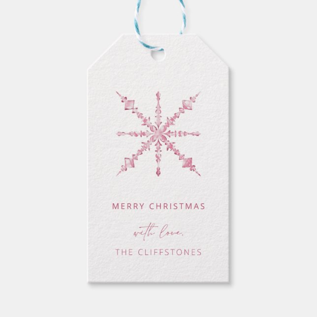 Étiquettes-cadeau Balise cadeau de Noël Pink Snowflake Nutcracker (Devant)
