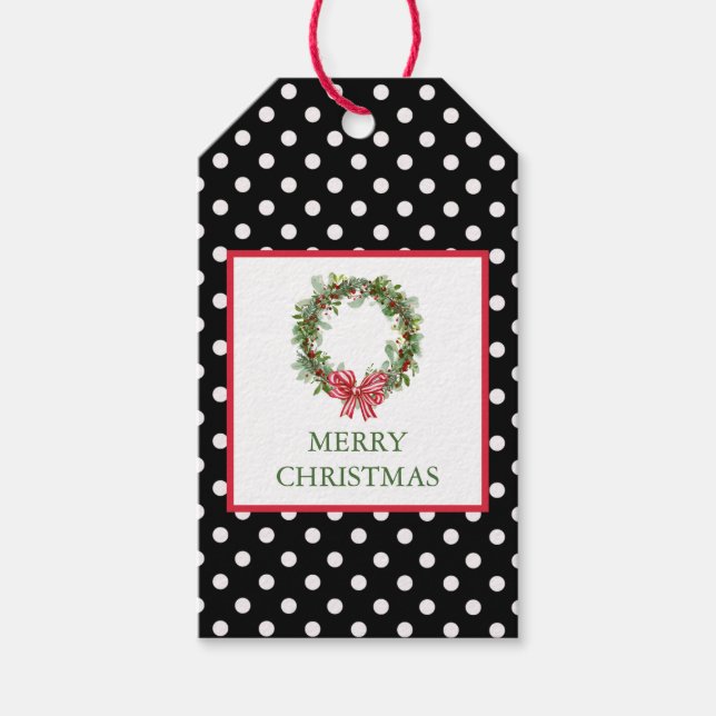 Étiquettes-cadeau Balise cadeau de Noël Poka Dot (Devant)