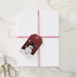 Étiquettes-cadeau Balise cadeau de Noël Red Snowman