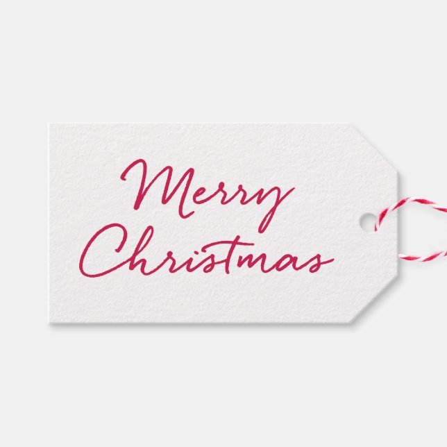Étiquettes-cadeau Balise cadeau de Noël rouge et blanc (Devant (Horizontal))