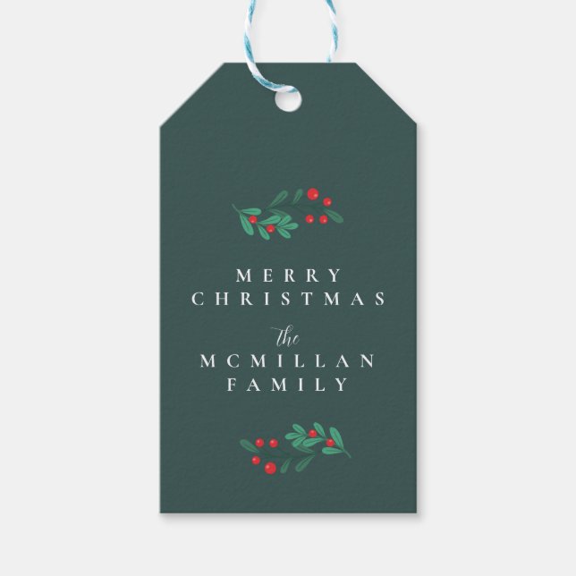 Étiquettes-cadeau Balise cadeau de Noël simple vert (Devant)