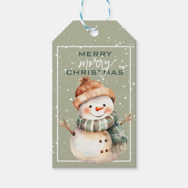 Étiquettes-cadeau Balise Cadeau de Noël Snowman (Devant)