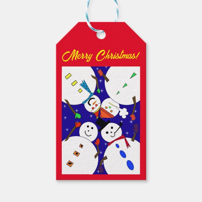Étiquettes-cadeau Balise cadeau de Noël Snowman (Devant)