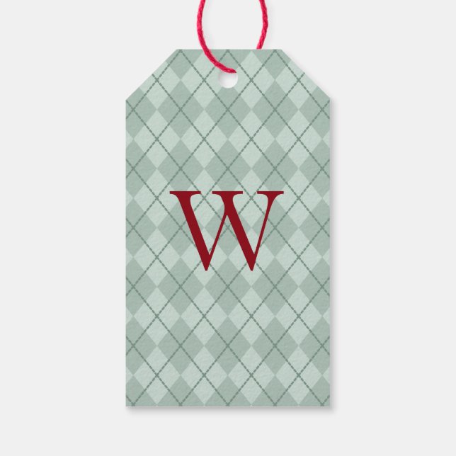 Étiquettes-cadeau Balise cadeau de Noël vert Monogramme (Dos)