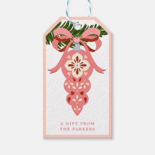 Étiquettes-cadeau Balise cadeau de Noël Vintage rose