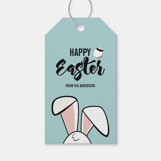 Étiquettes-cadeau Balise cadeau de Pâques Bunny Ears (Devant)