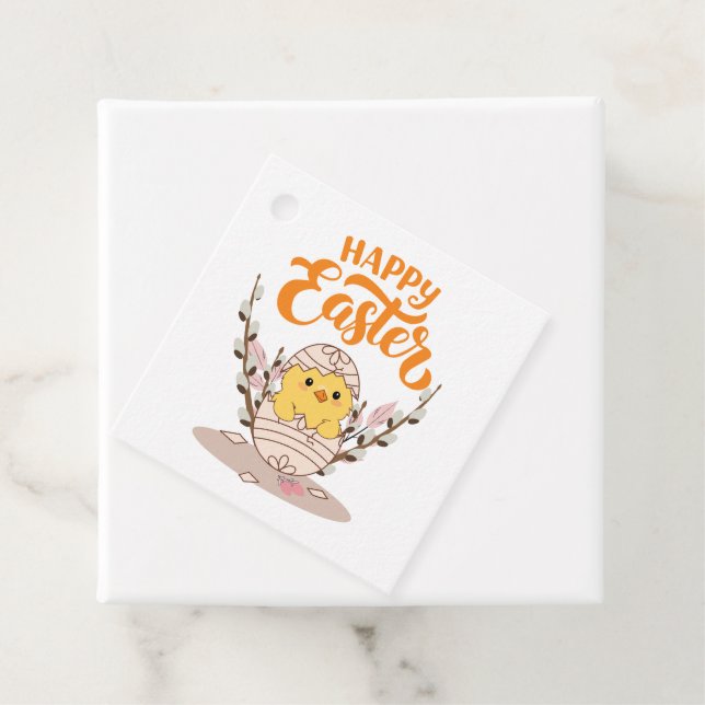 Étiquettes Cadeau Balise cadeau de Pâques heureuse (En situation)