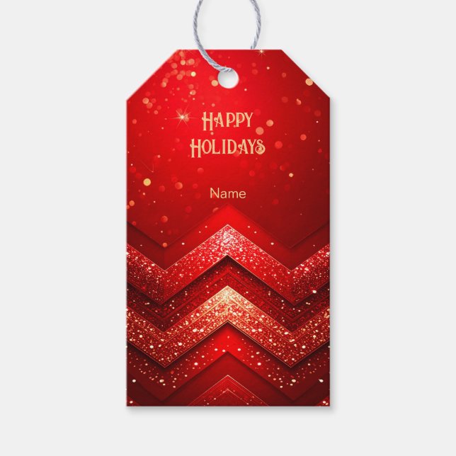 Étiquettes-cadeau Balise cadeau de Parties scintillant de Noël rouge (Devant)