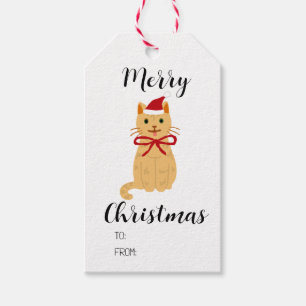 Étiquettes-cadeau Balise cadeau de peinture de chat Tabby de Noël