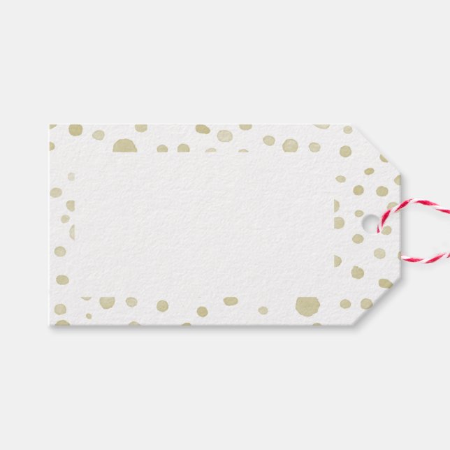 Étiquettes-cadeau Balise cadeau de points d'aquarelle Gold Confetti (Devant (Horizontal))
