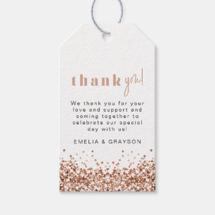 Étiquettes-cadeau Balise cadeau de Rose REGINA Gold Sequins Merci