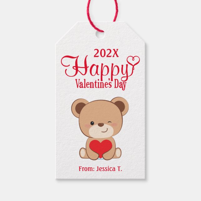 Étiquettes-cadeau Balise cadeau de Saint-Valentin (blanc) (Devant)