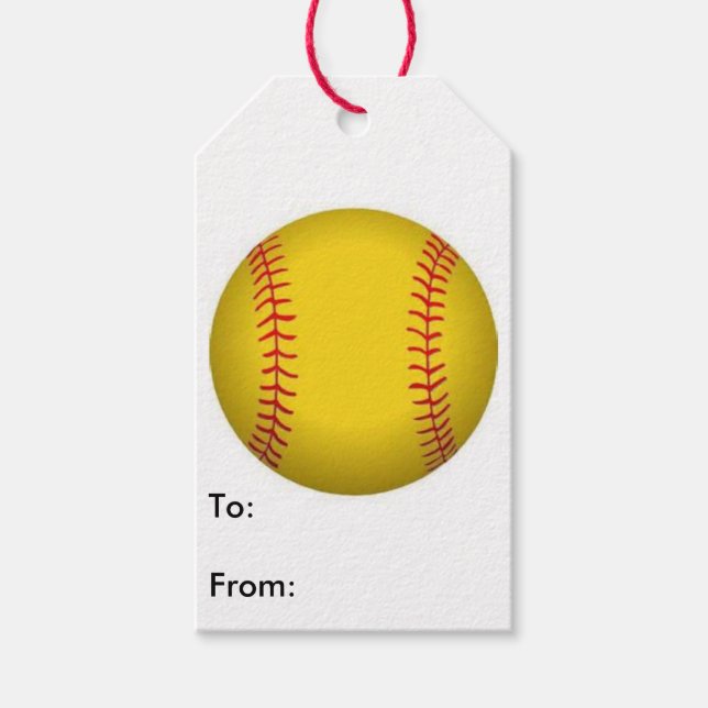 Étiquettes-cadeau Balise cadeau de softball (Devant)