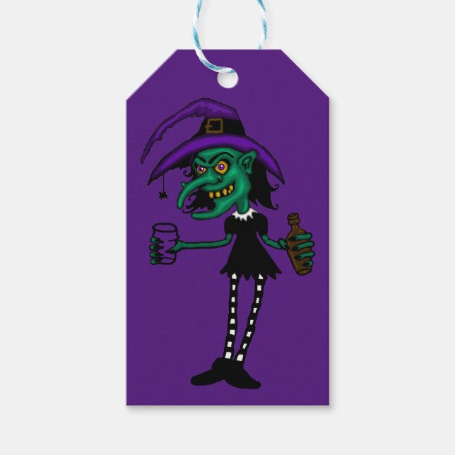 Étiquettes-cadeau Balise cadeau de sorcière Halloween (Devant)