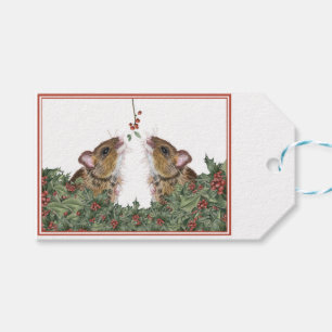 Étiquettes-cadeau Balise cadeau de souris de Noël double