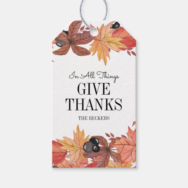Étiquettes-cadeau Balise Cadeau de Thanksgiving pour les feuilles d' (Devant)