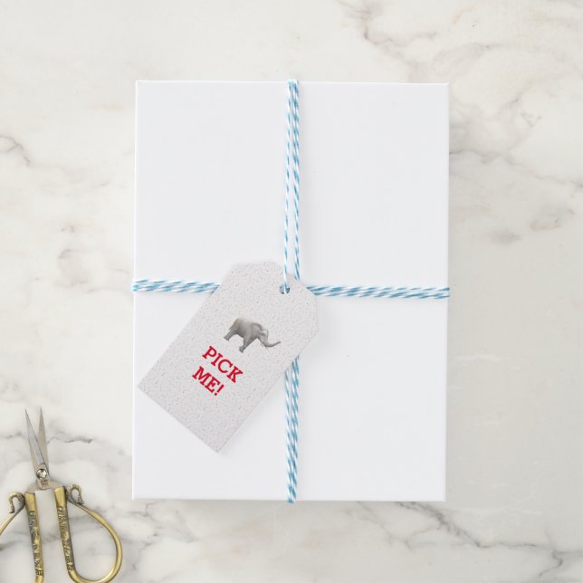 Étiquettes-cadeau Balise cadeau d'éléphant blanc (Avec de laficelle)