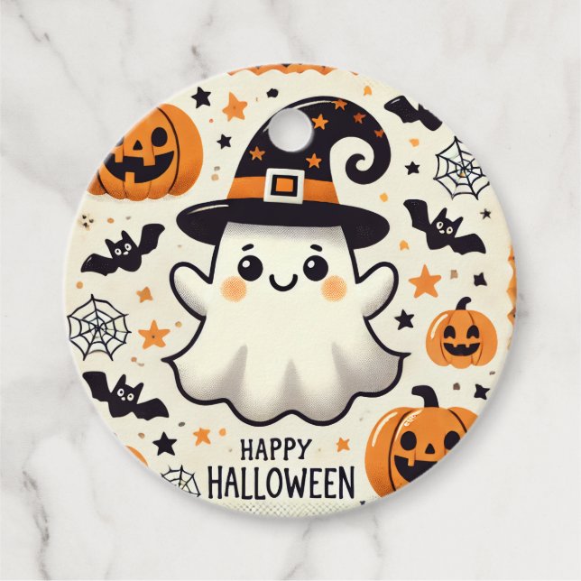 Étiquettes Cadeau Balise cadeau d'Halloween Rond (Devant)