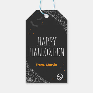 Étiquettes-cadeau Balise cadeau d'Halloween Web noir