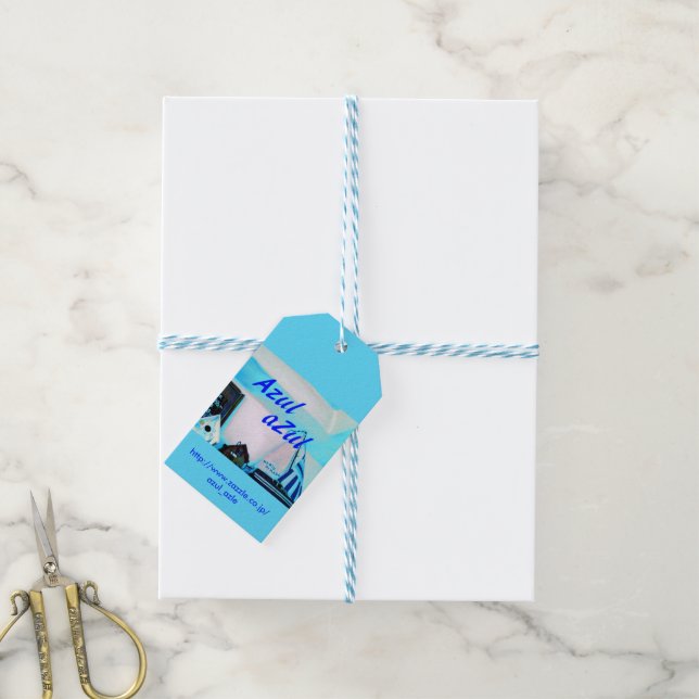 Étiquettes-cadeau Balise cadeau d'image bleue Partie 1 (Avec de laficelle)
