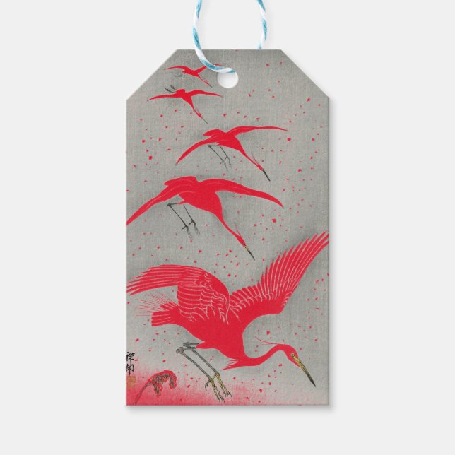 Étiquettes-cadeau Balise cadeau d'impression CRANE JAPONAIS (Devant)