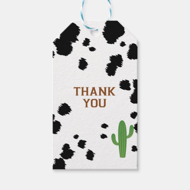 Étiquettes-cadeau Balise Cadeau d'impression de vache noire (Devant)