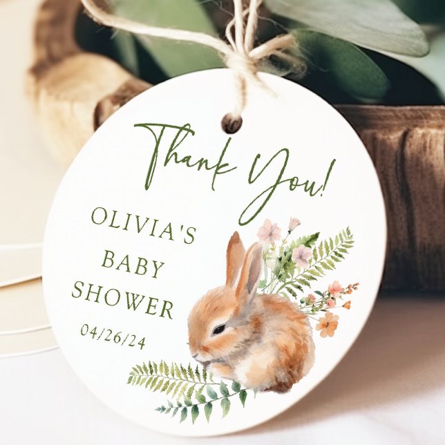 Étiquettes Cadeau Balise Cadeau du Baby shower de Bunny de la nature (Créateur téléchargé)