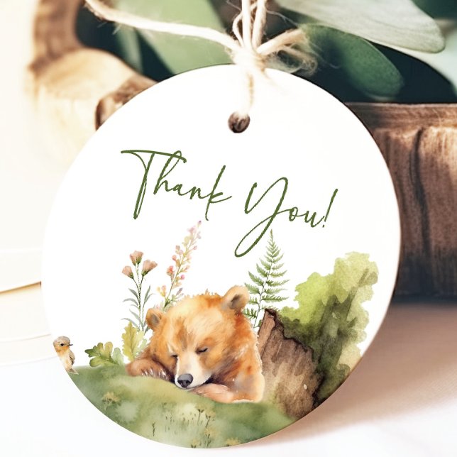Étiquettes Cadeau Balise Cadeau du Baby shower de l'ours de la natur (Créateur téléchargé)