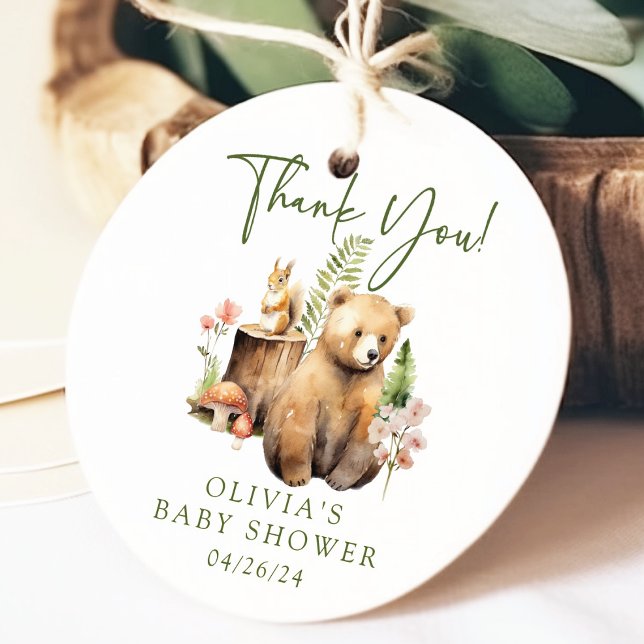 Étiquettes Cadeau Balise Cadeau du Baby shower de l'ours de la natur (Créateur téléchargé)