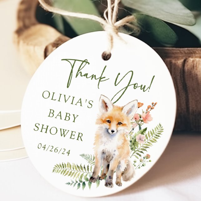 Étiquettes Cadeau Balise Cadeau du Baby shower Renard de la nature (Créateur téléchargé)