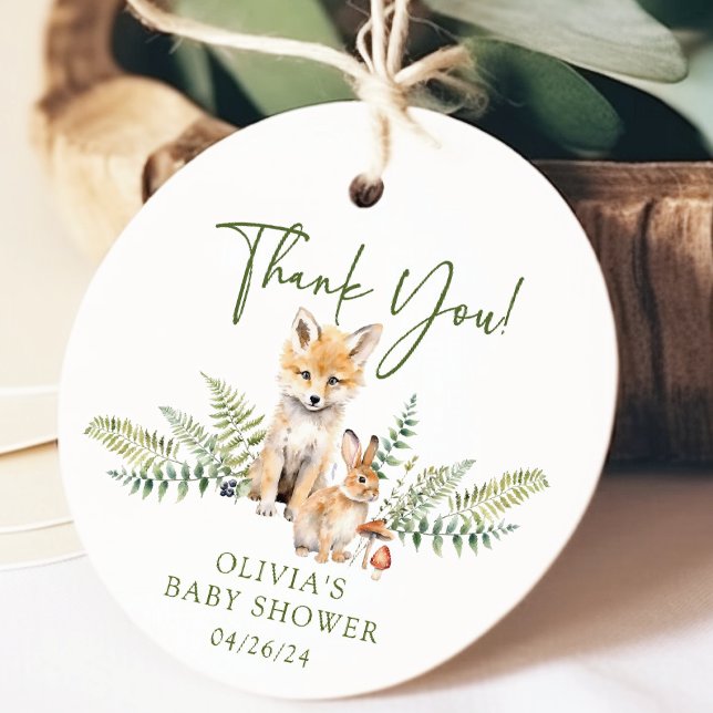 Étiquettes Cadeau Balise Cadeau du Baby shower Renard de la nature (Créateur téléchargé)