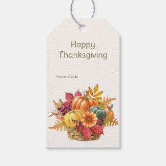 Étiquettes-cadeau Balise cadeau du panier Citrouille Thanksgiving
