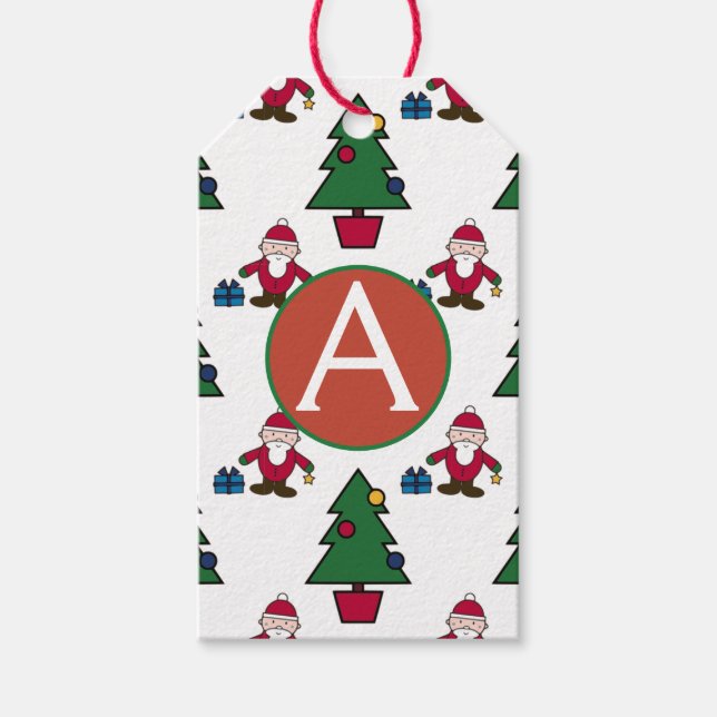 Étiquettes-cadeau Balise cadeau du père Noël initial PERSONNALISÉ (Devant)