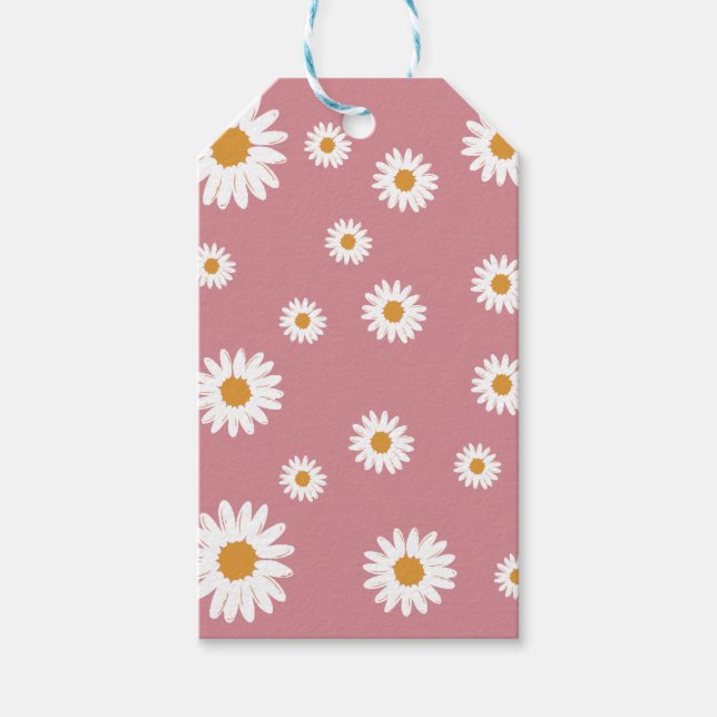 Étiquettes-cadeau Balise cadeau Dusty Pink Simple Daisy (Devant)