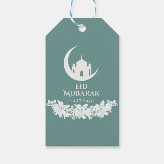 Étiquettes-cadeau Balise cadeau Eid Moubarak 1447H Crescent islamiqu (Devant)