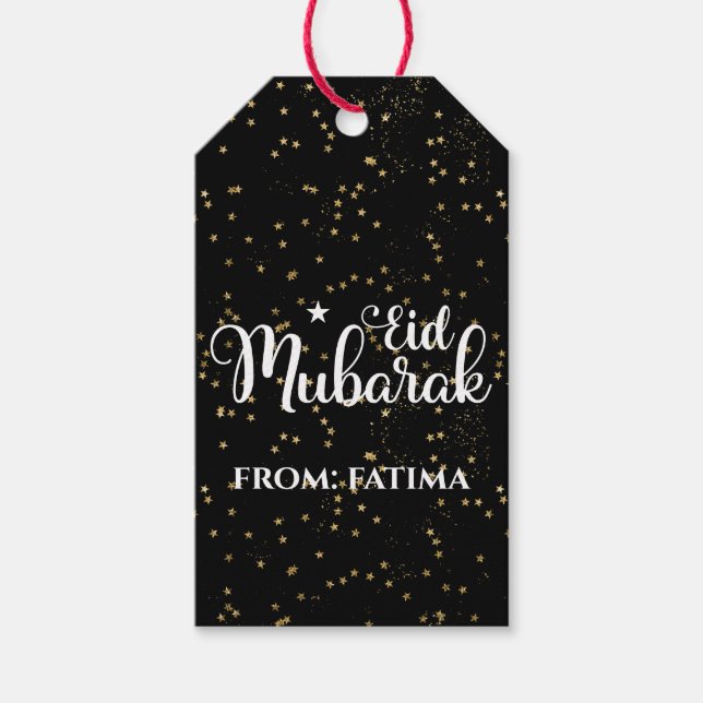 Étiquettes-cadeau Balise cadeau Eid Moubarak moderne Black Eid (Devant)