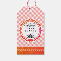 Balise cadeau En vichy orange