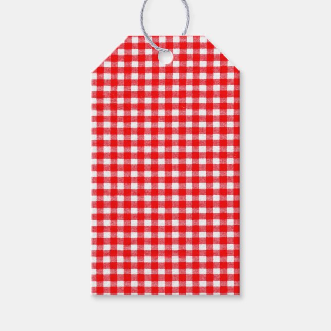 Étiquettes-cadeau Balise cadeau En vichy rouge (Devant)